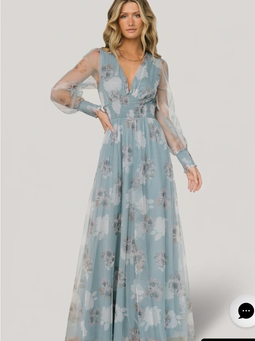 Baltic Born Layla Tulle Light Blue Floral Maxi Dress
